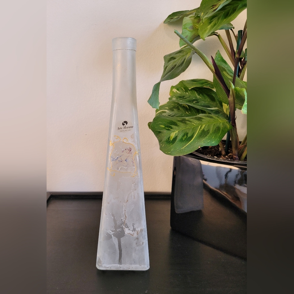 Vintage Arte Murano Frosted Satin Glass Decanter